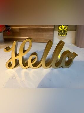 Gold "Hello" Script Wall Sign - Decorative Home Wall Decor